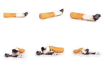 cigarette butts isolated on white background
