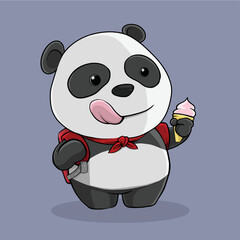 Panda enjoying ice cream