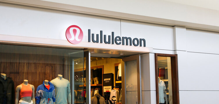 lululemon store window display and entrance in a mall