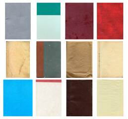 Paper and textile textures set. Blank retro pages and old book covers. Rough faded canvas surface. Perfect for background and vintage style design. Empty place for text.