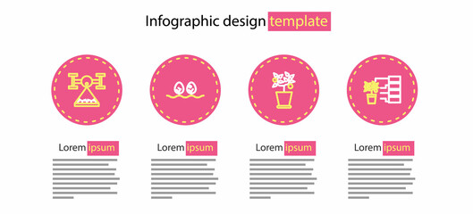 Set line Plant in pot, Flower analysis, and Smart farm with drone icon. Vector