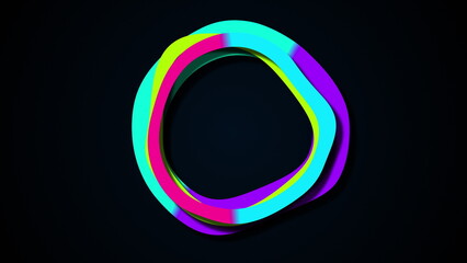 Wiggle colorful circles. Computer generated 3d render