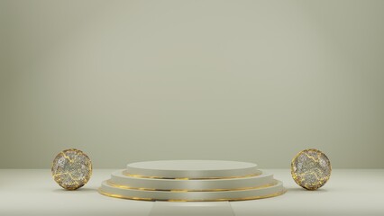 3d background products display podium scene with geometric platform. background 3d rendering with gold podium. stand to show cosmetic products