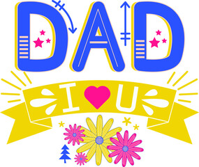 Happy Father's Day Card Typeface Vector Symbol Sticker Art