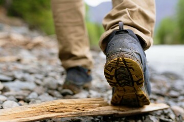 hiking boots in the mountains - Powered by Adobe