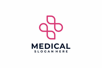 Medical pharmacy line art logo vector