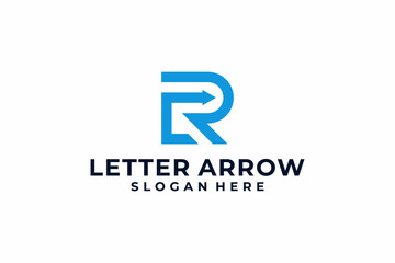 Creative letter r initial logo with arrow