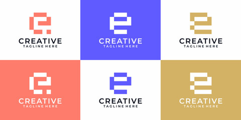 Set of creative initial letter e logo vector