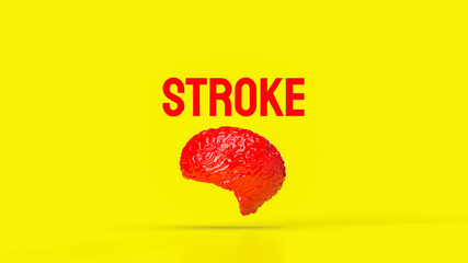 The brain and stroke word for health or sci concept 3d rendering