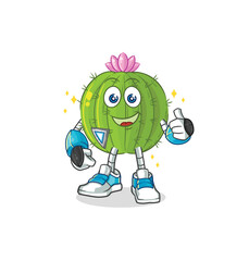 Obraz premium cactus robot character. cartoon mascot vector