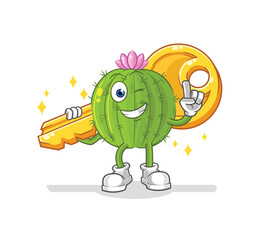 cactus carry the key mascot. cartoon vector