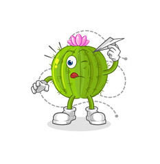 cactus with paper plane character. cartoon mascot vector