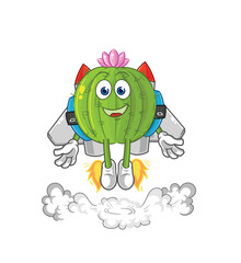 cactus with jetpack mascot. cartoon vector
