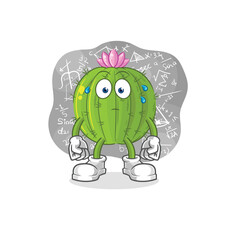 cactus thinking hard vector. cartoon character