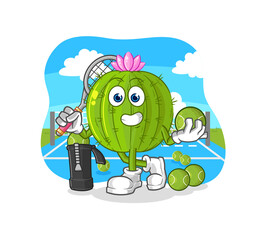 cactus plays tennis illustration. character vector