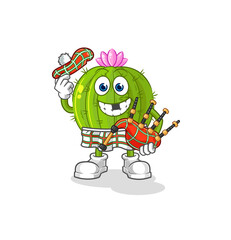 cactus scottish with bagpipes vector. cartoon character