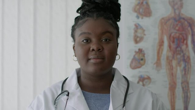 Portrait of a young black female doctor. 