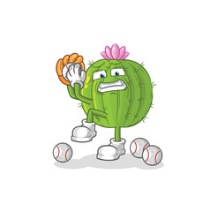 cactus baseball pitcher cartoon. cartoon mascot vector