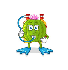 Obraz premium cactus diver cartoon. cartoon mascot vector