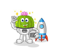 cactus astronaut waving character. cartoon mascot vector