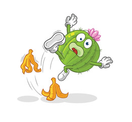 Fototapeta premium cactus slipped on banana. cartoon mascot vector