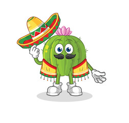 Obraz premium cactus Mexican culture and flag. cartoon mascot vector