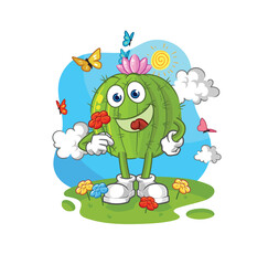 cactus pick flowers in spring. character vector