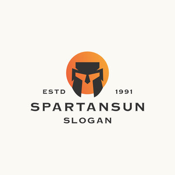 Spartan sun logo icon design template vector illustration