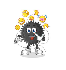 sea urchin laugh and mock character. cartoon mascot vector