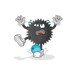 sea urchin hiten by bowling cartoon. cartoon mascot vector