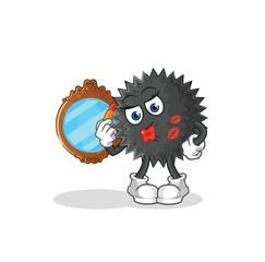 sea urchin make up mascot. cartoon vector