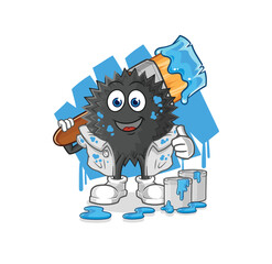 sea urchin painter illustration. character vector
