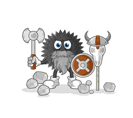 sea urchin viking with an ax illustration. character vector