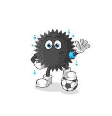 sea urchin playing soccer illustration. character vector