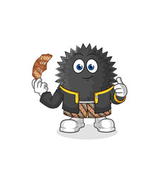 sea urchin Javanese character. cartoon mascot vector
