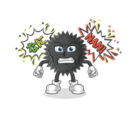 sea urchin anime angry vector. cartoon character
