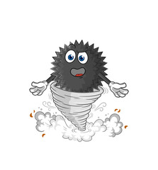 sea urchin in the tornado cartoon character vector