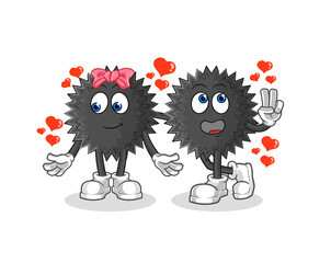 sea urchin dating cartoon. character mascot vector