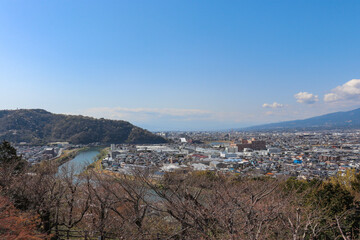 Obraz premium 狩野川流域の街並み（静岡県清水町）