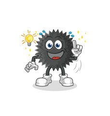 sea urchin got an idea cartoon. mascot vector