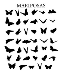Silueta vectorial de mariposas. - obrazy, fototapety, plakaty