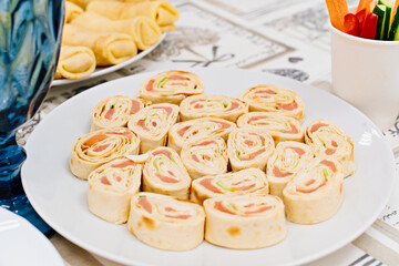 lavash roll with fish filling. 