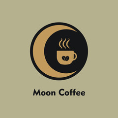 Half moon Coffee Shop logo. Minimalist coffee shop logo concept, fit for cafe, restaurant, packaging and coffee business. Illustration vector logo.