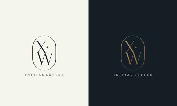 premium XW logo monogram with gold circle frame. luxury initials design minimal modern typeface