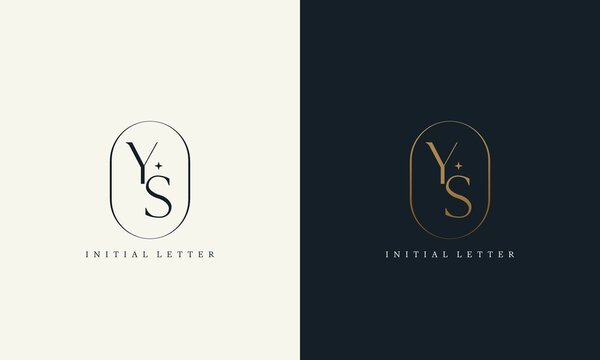 premium YS logo monogram with gold circle frame. luxury initials design minimal modern typeface
