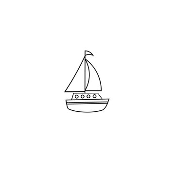 Line art of boat for children coloring pictures