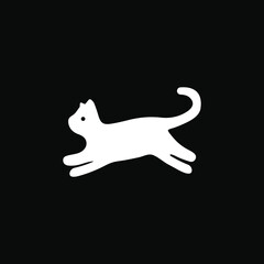 White cat animal vector logo design 