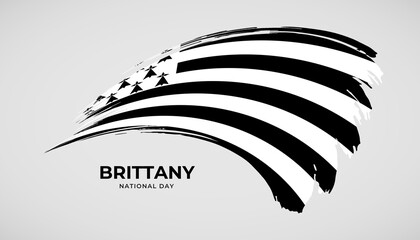 Hand drawing brush stroke flag of Brittany with painting effect vector illustration