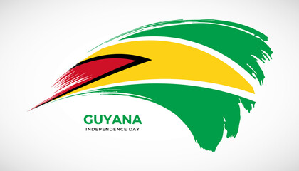 Hand drawing brush stroke flag of Guyana with painting effect vector illustration