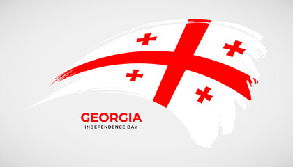 Hand drawing brush stroke flag of Georgia with painting effect vector illustration